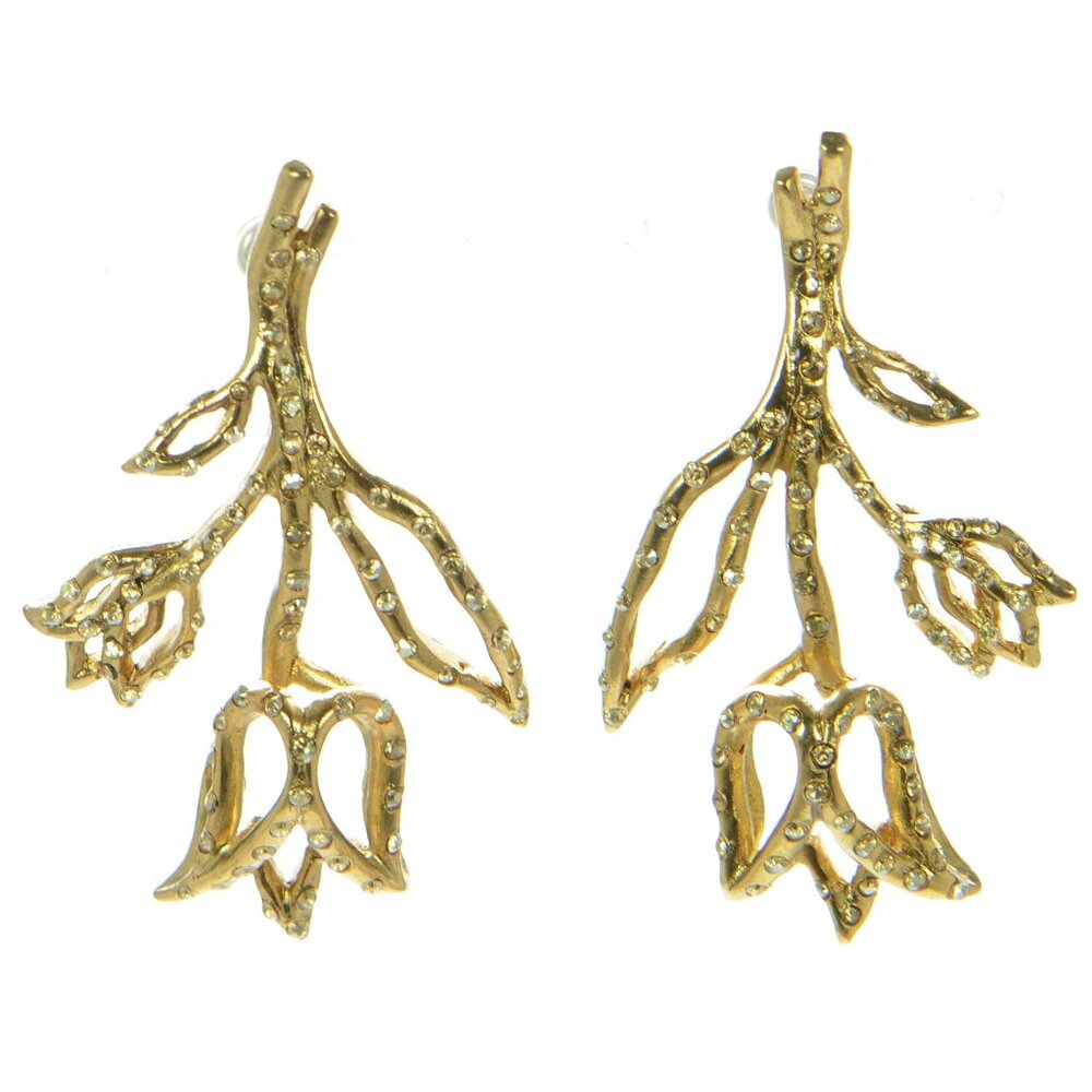 Oscar de la Renta Crystal Tulip Stem Drop Earrings